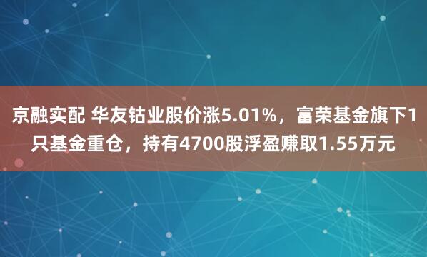 京融实配 华友钴业股价涨5.01%，富荣基金旗下1只基金重仓，持有4700股浮盈赚取1.55万元